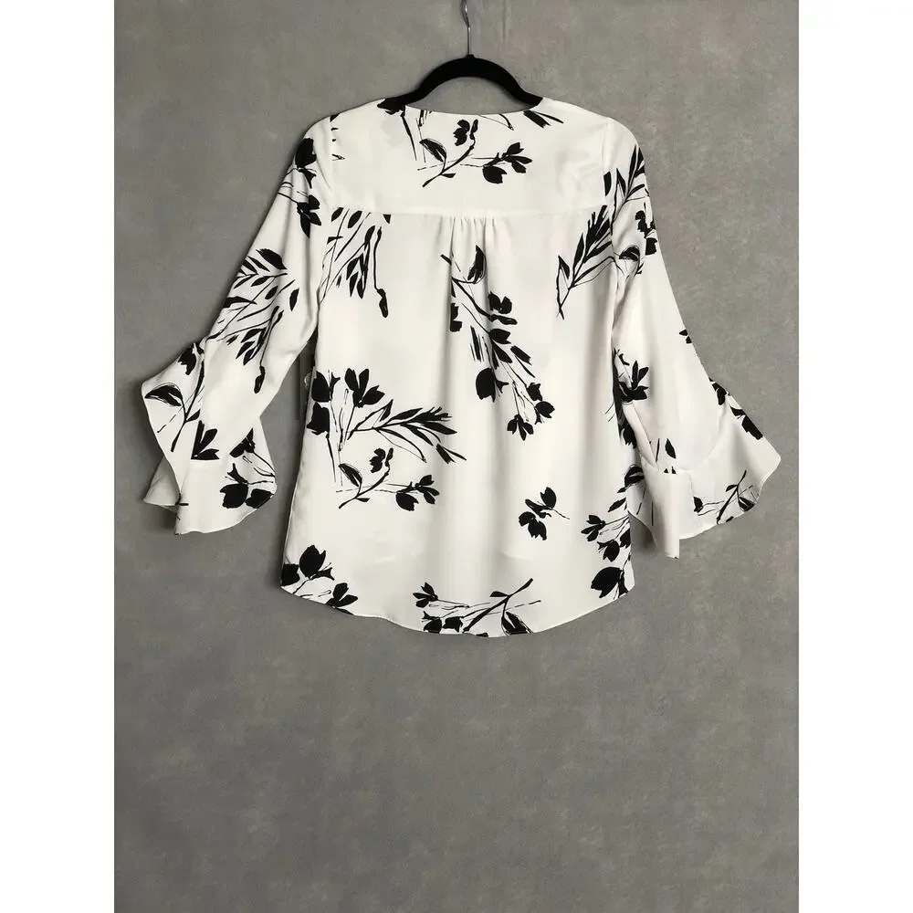 Vince Camuto Flounce Sleeve Top V-Neck Women's Size XXS NEW - Picture 6 of 7
